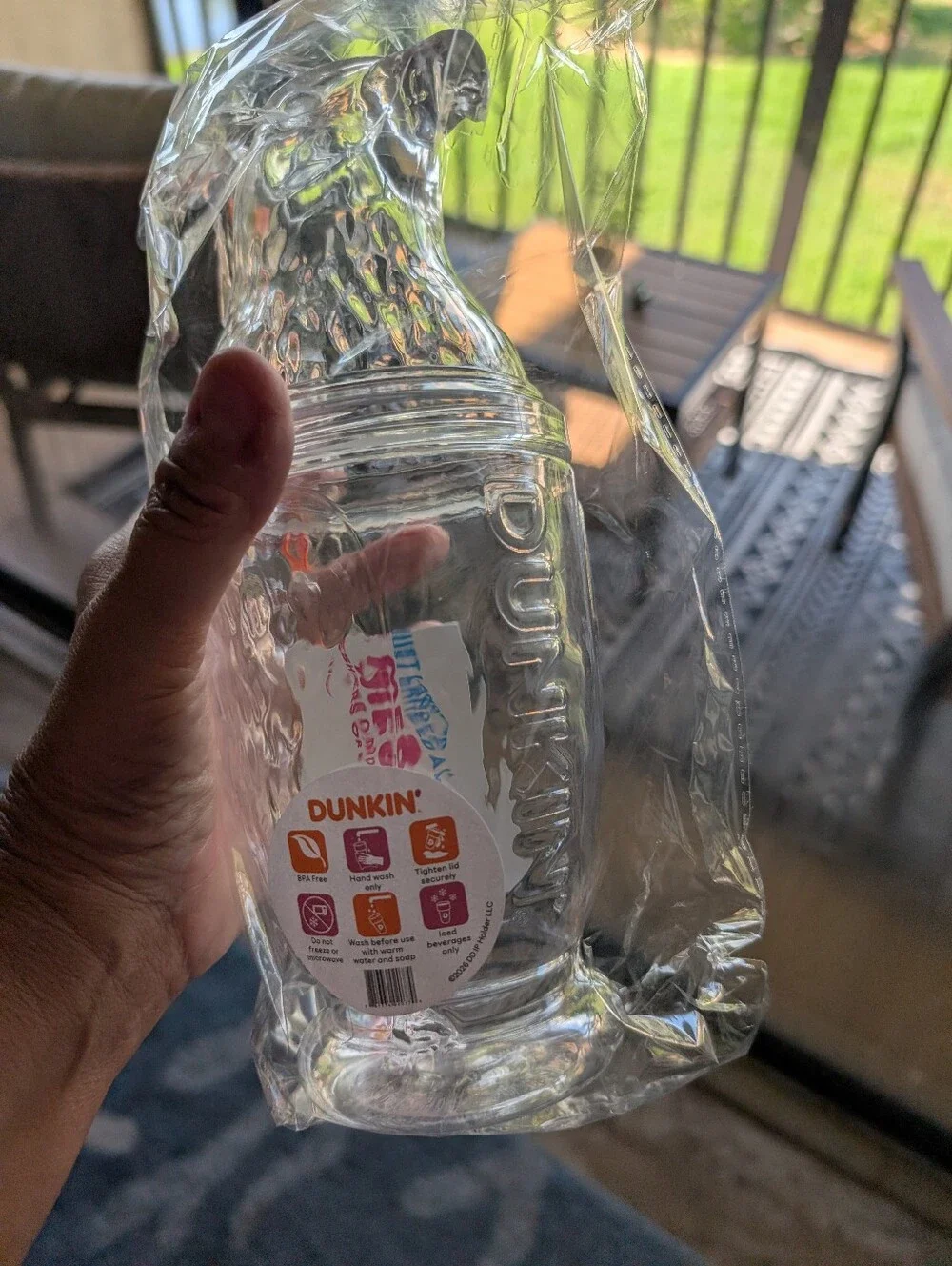 Dunkin' Clear Plastic Tumbler with Embossed Logo